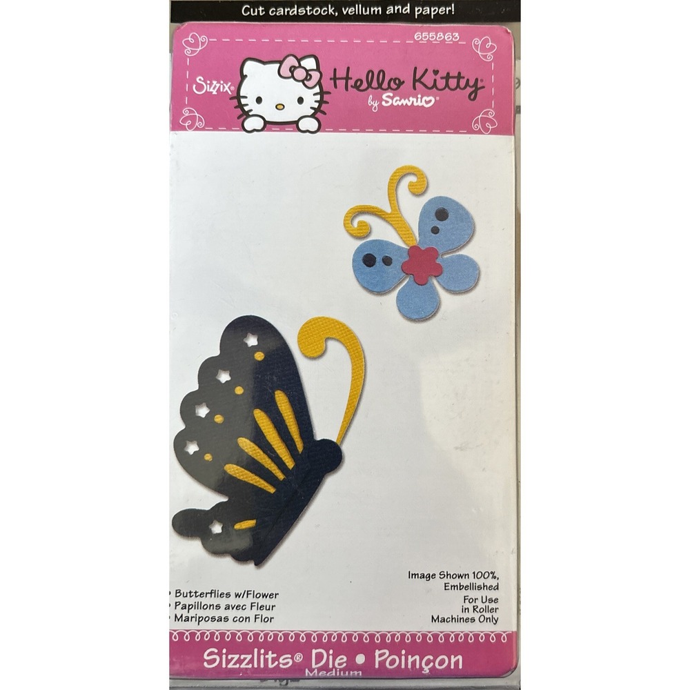 Sizzlits Sizzix Hello Kitty Med‎ Die Retired 655863 BUTTERFLIES by Sanrio. (K)